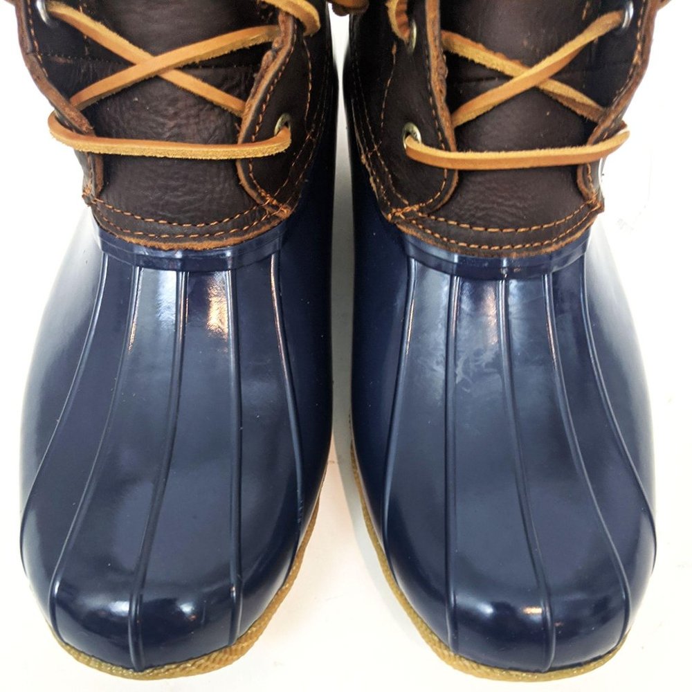 Sperry Saltwater Leather Duck Boots NEW Navy Blue - Picture 3 of 9